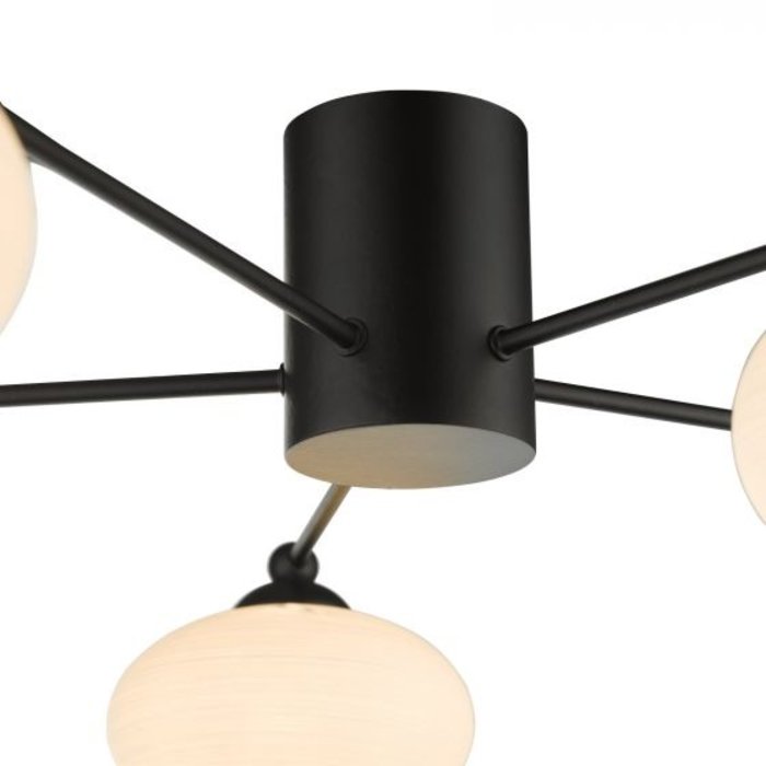 Black Semi Flush Ceiling Light – Robin - Mid Century Modern Opal Glass
