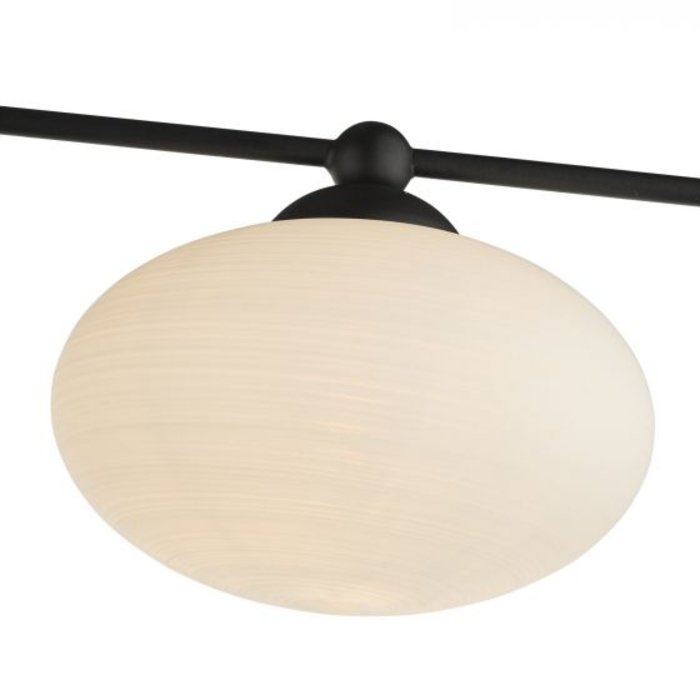 Black Semi Flush Ceiling Light – Robin - Mid Century Modern Opal Glass