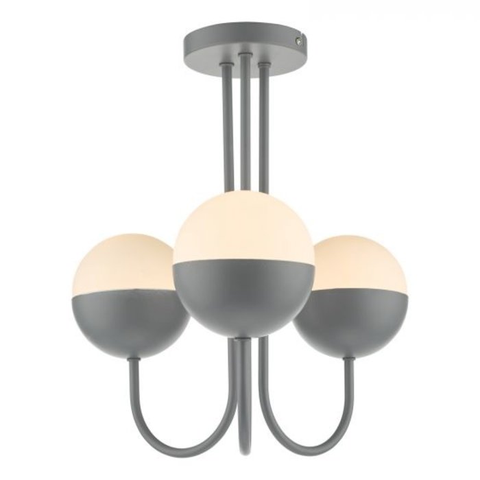 Curve - Opal Ball Matt Grey Semi Flush Light