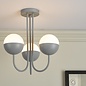 Curve - Opal Ball Matt Grey Semi Flush Light