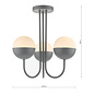 Curve - Opal Ball Matt Grey Semi Flush Light