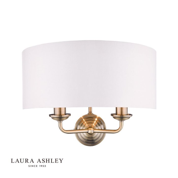 Sorrento - Drum Chandelier Wall Light - Ivory & Brass - Laura Ashley