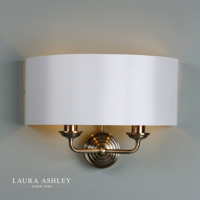 Sorrento - Drum Chandelier Wall Light - Ivory & Brass - Laura Ashley