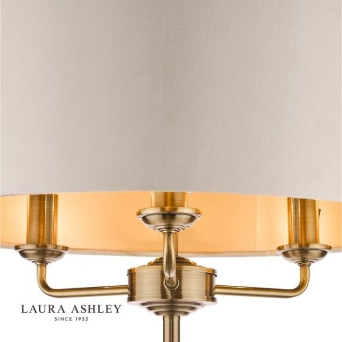 Sorrento - Drum Chandelier Floor Lamp - Ivory & Brass - Laura Ashley