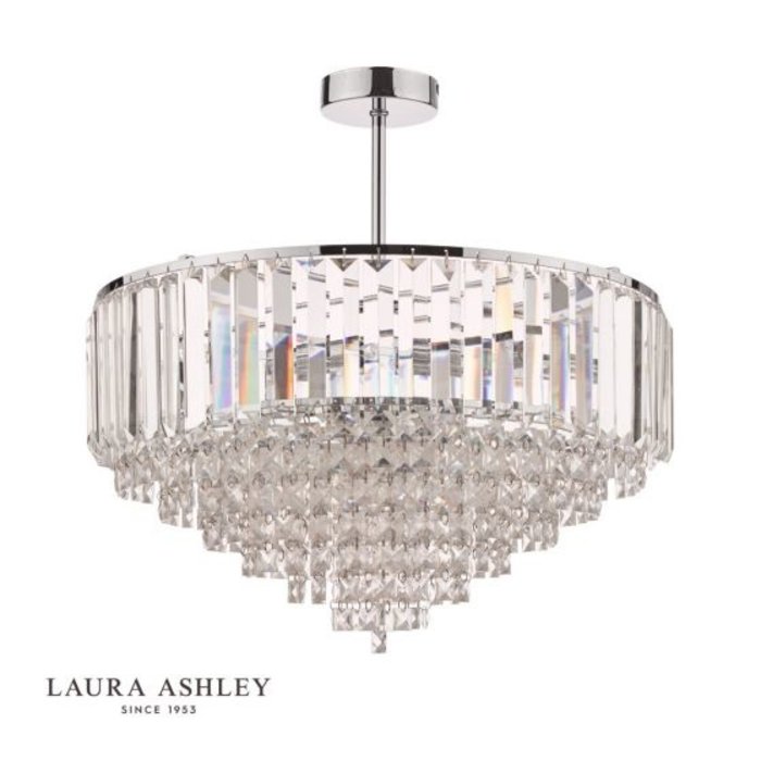 Vienna - Crystal & Chrome Semi Flush Fountain Feature Ceiling Light - 5 Light - Laura Ashley