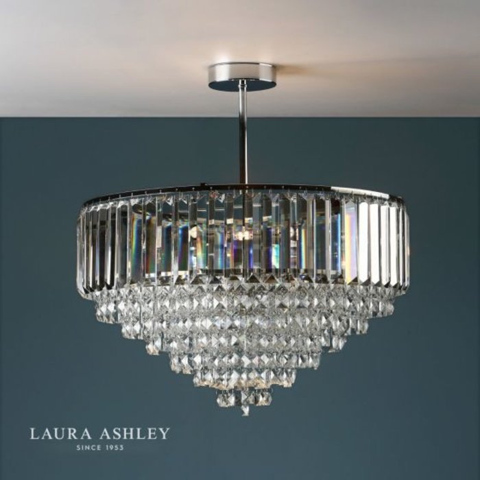 Vienna - Crystal & Chrome Semi Flush Fountain Feature Ceiling Light - 5 Light - Laura Ashley