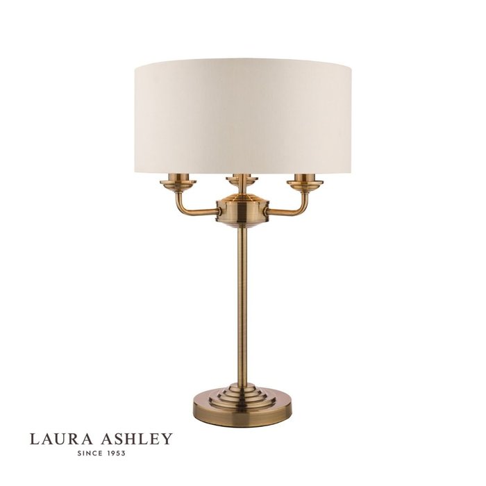 Sorrento - Chandelier Table Lamp - Ivory & Brass - Laura Ashley