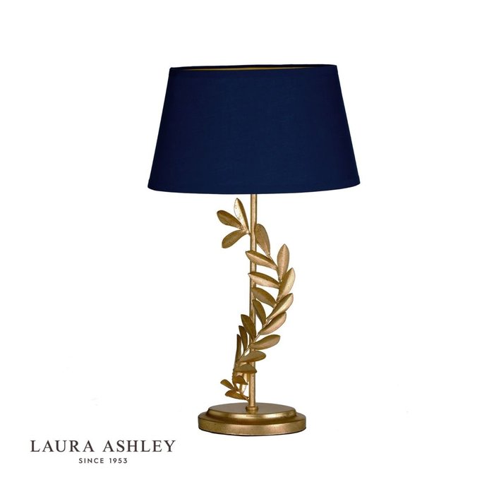 Archer - Leaf Table Lamp with Navy Shade - Laura Ashley