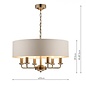 Sorrento - Drum Shade Chandelier Ceiling Light - Ivory & Brass - Laura Ashley