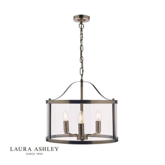 Harrington - Antique Brass Drum Lantern Ceiling Light - Laura Ashley