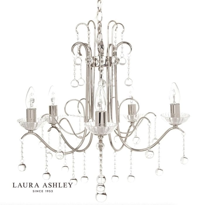 Charlotte - 5 light Waterfall Crystal Chandelier - Laura Ashley