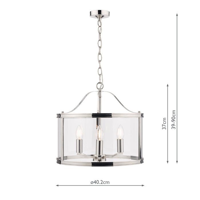 Harrington - Polished Nickel 3 Light Drum Lantern Ceiling Light - Laura Ashley