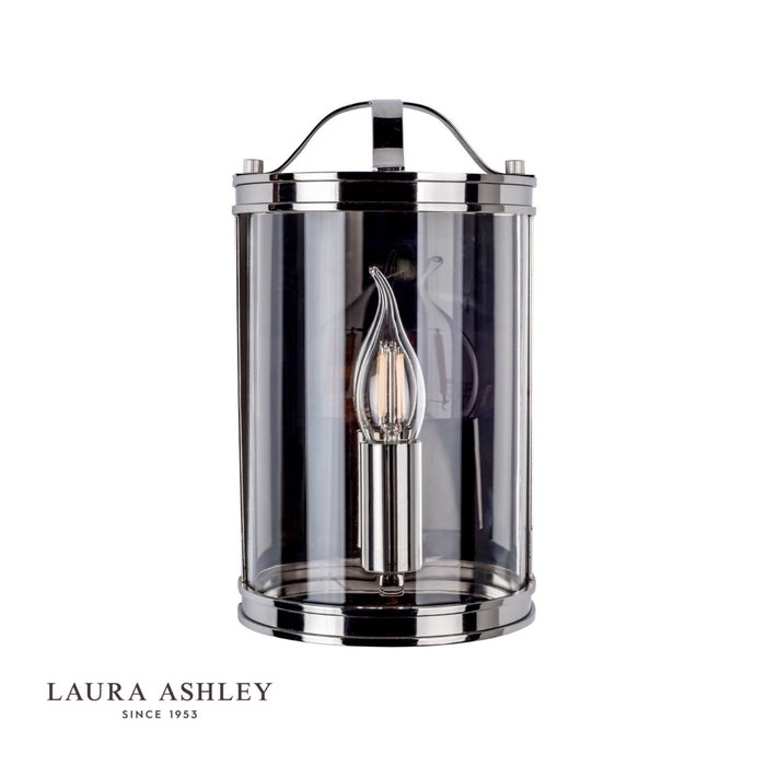 Harrington - Half Moon Lantern Wall Light - Polished Nickel - Laura Ashley