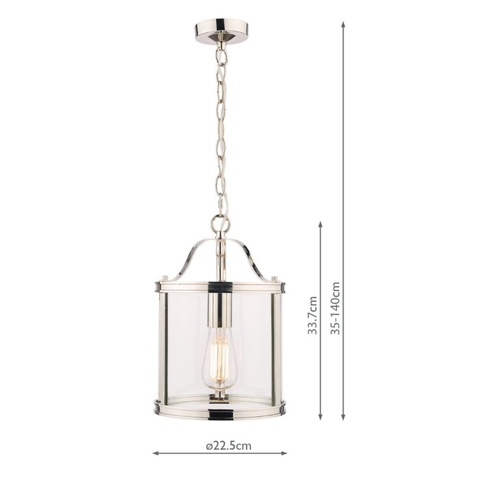 Harrington - Polished Nickel Single Lantern Ceiling Light - Laura Ashley