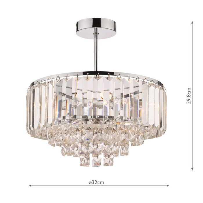 Vienna - Crystal & Chrome Semi Flush Fountain Feature Ceiling Light - 3 Light - Laura Ashley