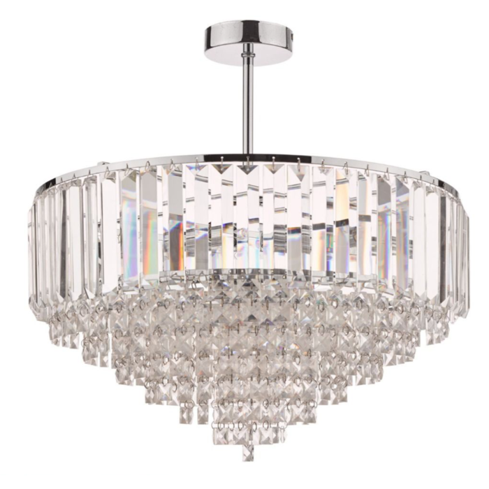 Vienna - Crystal & Chrome Semi Flush Fountain Feature Ceiling Light - 5 Light - Laura Ashley