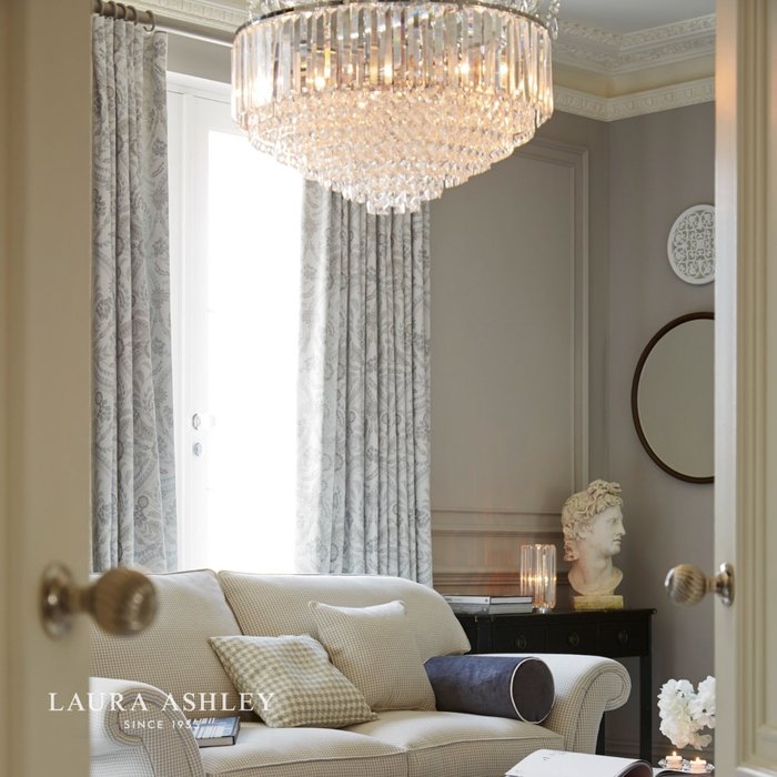 Vienna - Crystal & Brass Semi Flush Fountain Feature Ceiling Light - 5 Light - Laura Ashley