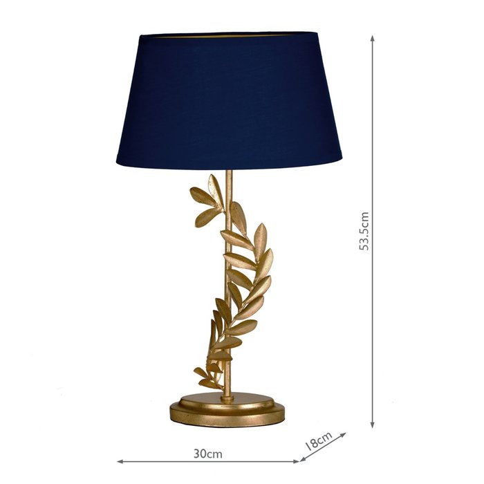 Archer - Leaf Table Lamp with Navy Shade - Laura Ashley