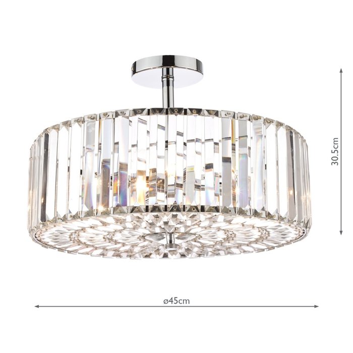 Fernhurst - Art Deco 4 Light Semi-Flush Feature Ceiling Light - Laura Ashley