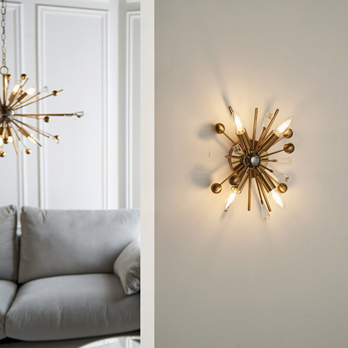 Penistone - Aged Brass and Black Nickel Starburst  Wall Light