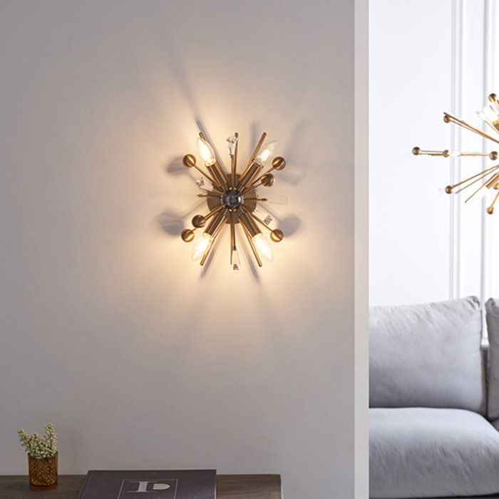 Penistone - Aged Brass and Black Nickel Starburst  Wall Light