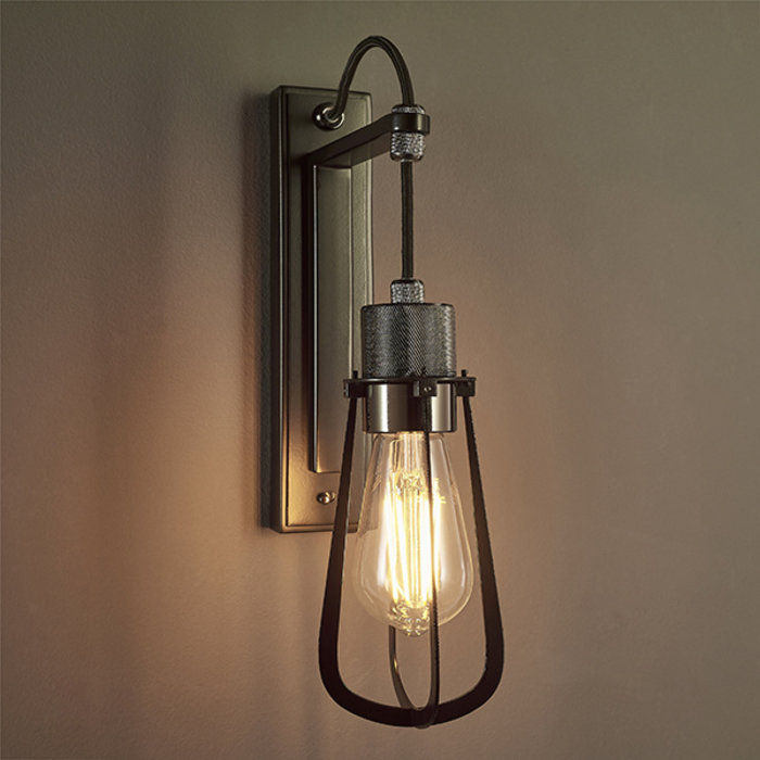 Stanage - Black Chrome Industrial Cage Wall Light