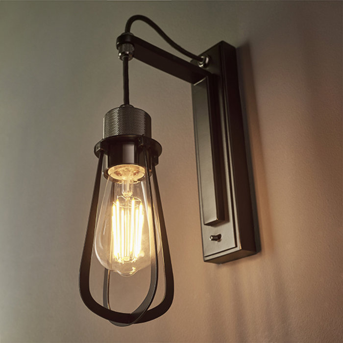 Stanage - Black Chrome Industrial Cage Wall Light