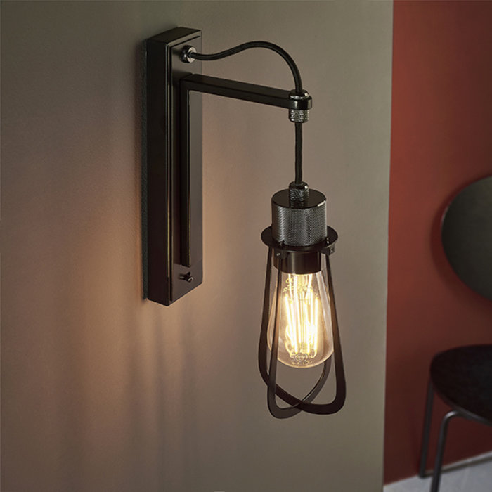 Stanage - Black Chrome Industrial Cage Wall Light