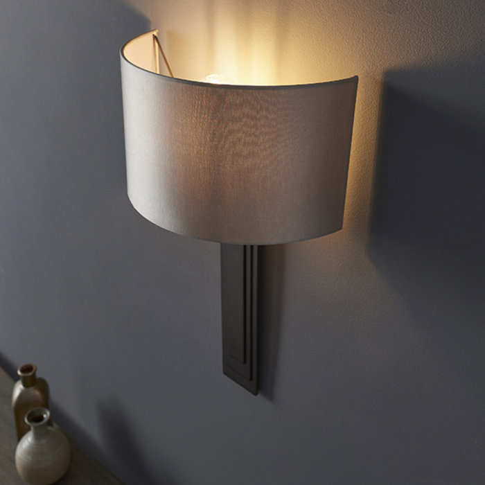 Flamborough - Luxury Modern Bronze Wall Light with Mink Shade