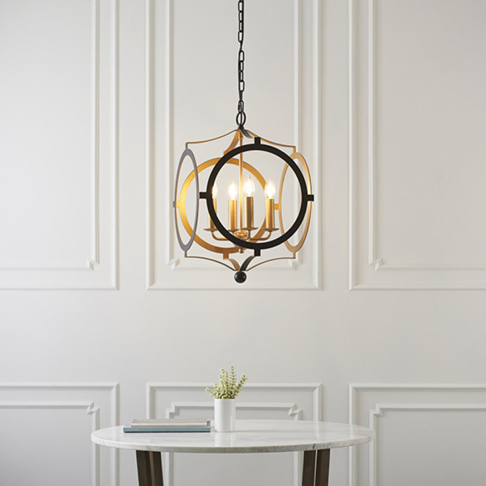 Hunmanby - Black and Gold Circular Frame Pendant