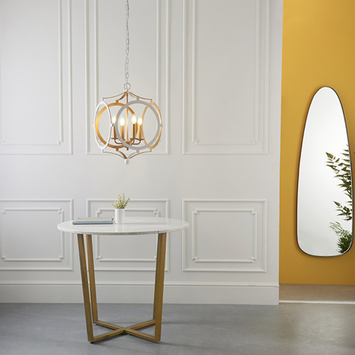 Hunmanby - White and Gold Circular Frame Pendant