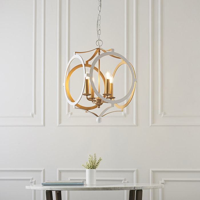 Hunmanby - White and Gold Circular Frame Pendant