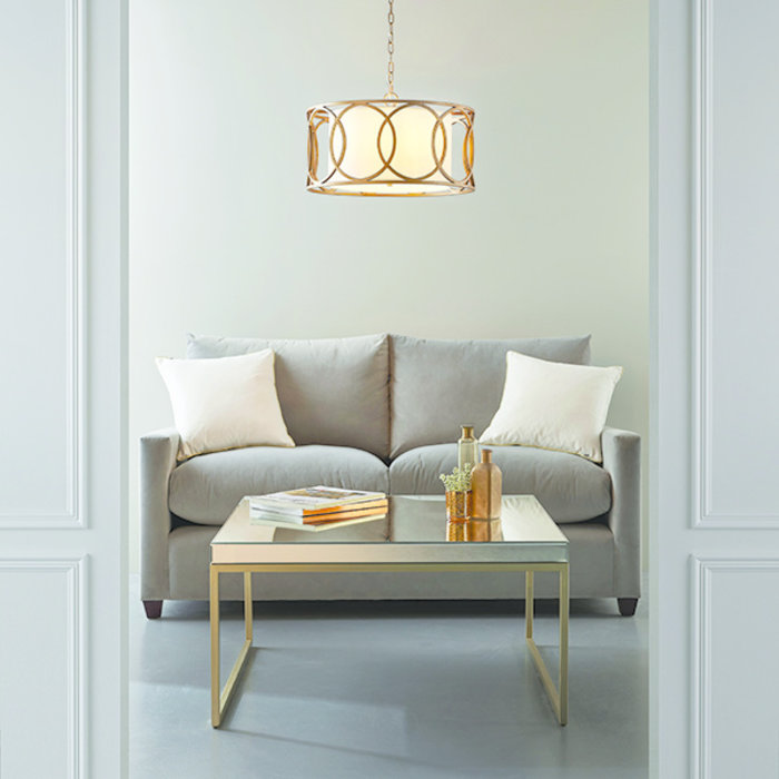 Dale - Luxury Drum Feature Pendant - Gold & White