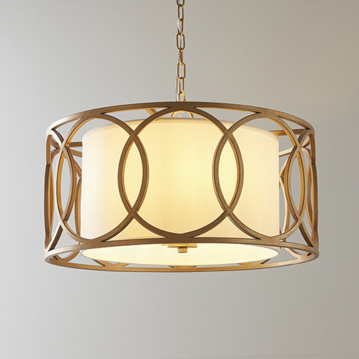 White and gold online drum chandelier