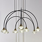 Helmsley - Black, Brass & Crystal Glass Curving Feature Pendant