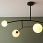 Howard - Modern Mid Century Black Ceiling Light with Opal Glass Shades