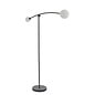 Howard - Modern Mid Century Black Floor Lamp with Opal Glass Shades