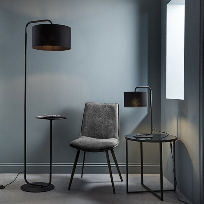 Runswick - Minimalist Floor Light with Black Shade - Black