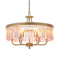 Pickering - Art Deco Chandelier Pendant - Rose Pink Cut Glass & Champagne