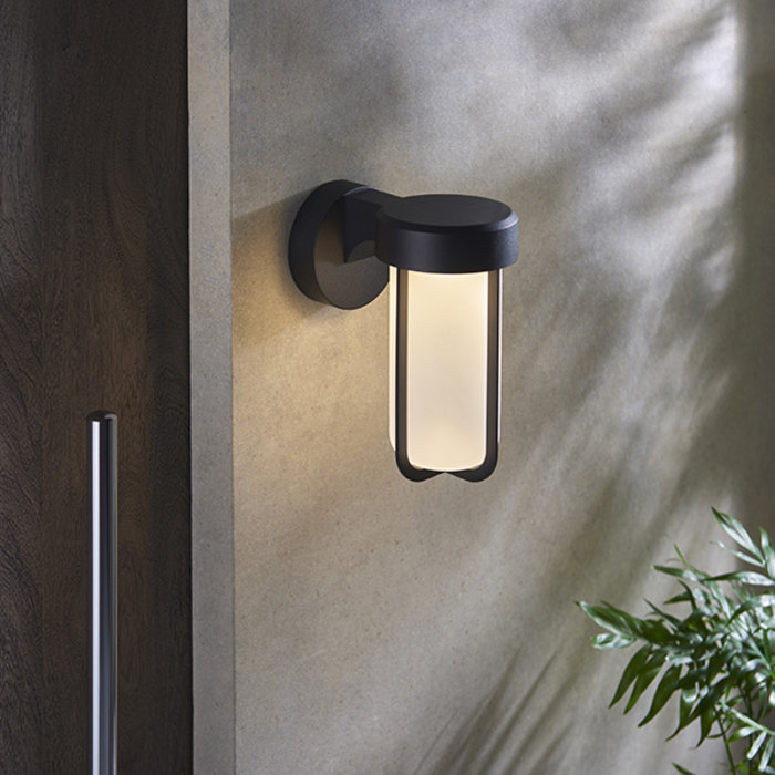 Ayton - Luxury Black & Frosted Glass LED Outdoor/Bathroom Wall Light