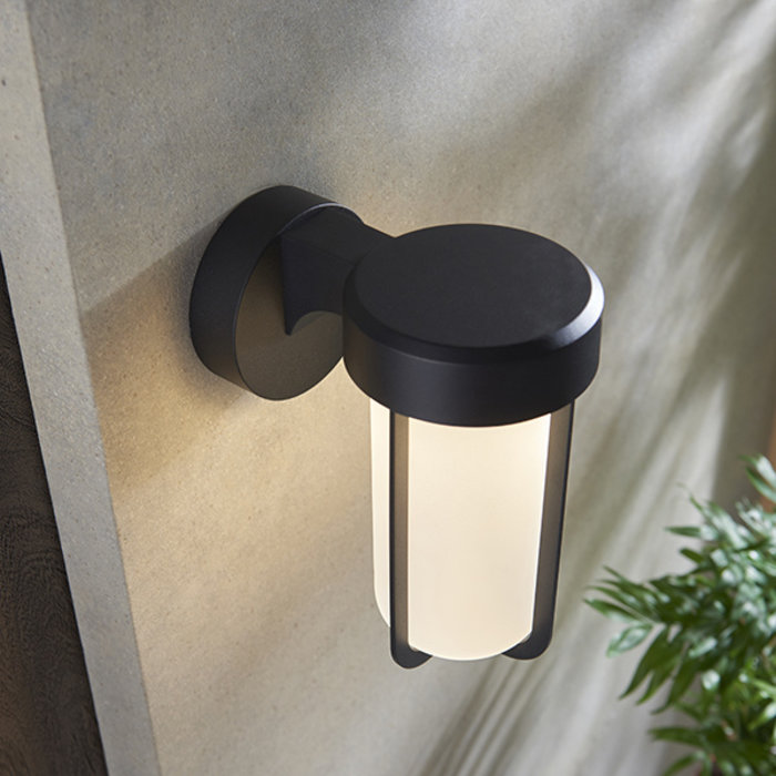 Ayton - Luxury Black & Frosted Glass LED Outdoor/Bathroom Wall Light