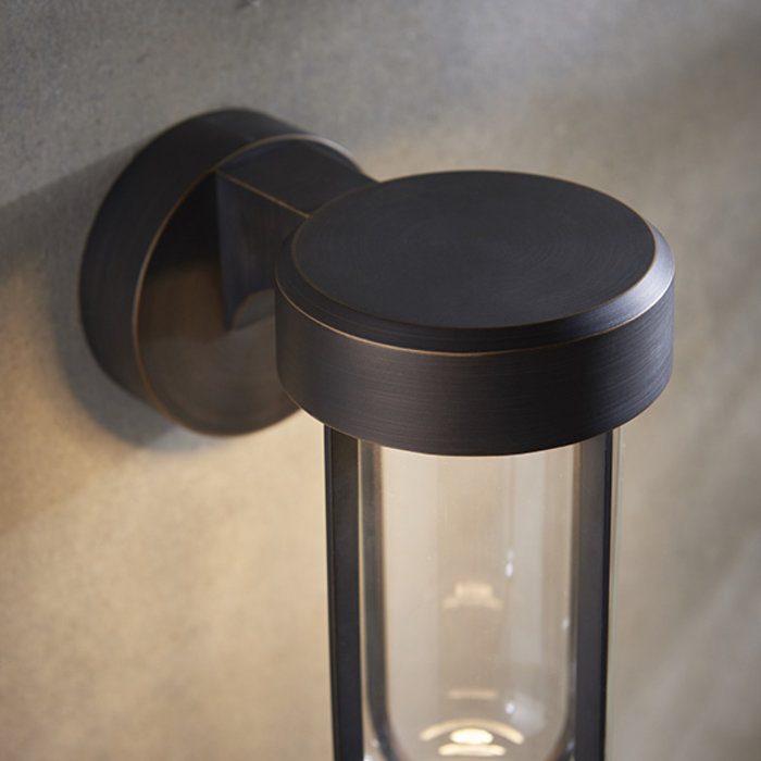 Ayton - Modern Brushed Bronze & Clear Glass LED Outdoor/Bathroom Wall Light