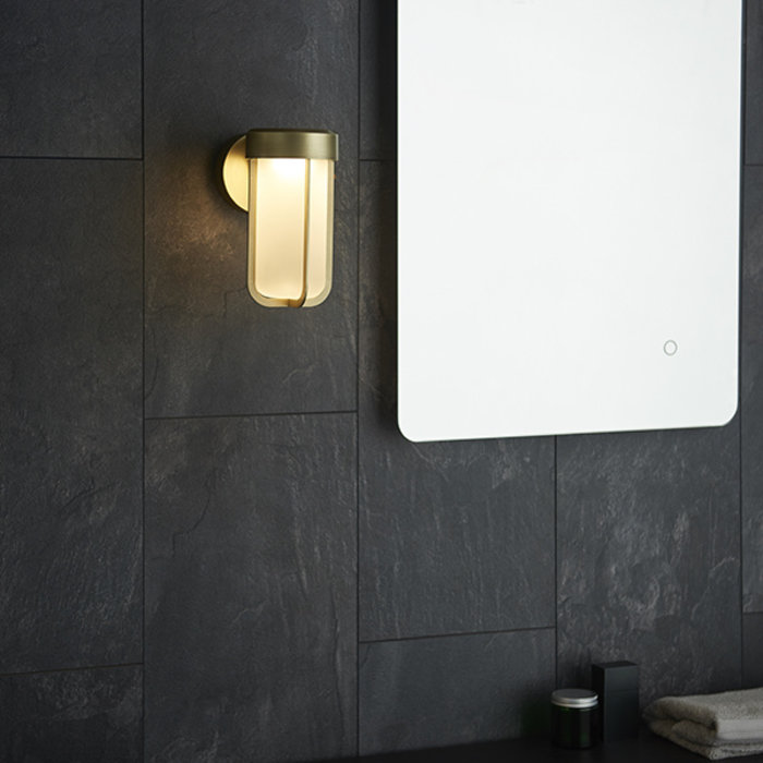 Ayton - Luxury Brushed Gold & Frosted Glass LED Outdoor/Bathroom Wall Light