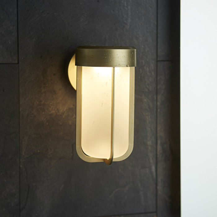 Ayton - Luxury Brushed Gold & Frosted Glass LED Outdoor/Bathroom Wall Light