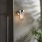 Ayton - Luxury Industrial Outdoor Wall Light - Brushed Silver & Clear Glass