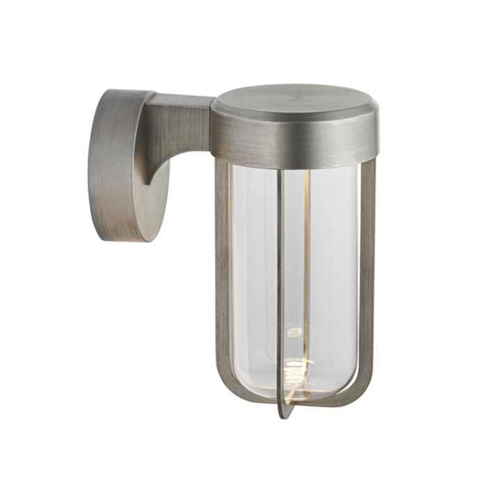 Ayton - Luxury Modern Outdoor LED Wall Light - Brushed Silver & Clear Glass