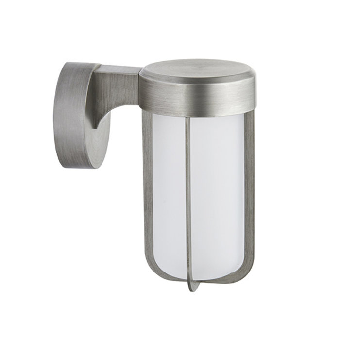 Ayton - Luxury Modern Outdoor LED Wall Light - Brushed Silver & Frosted Glass