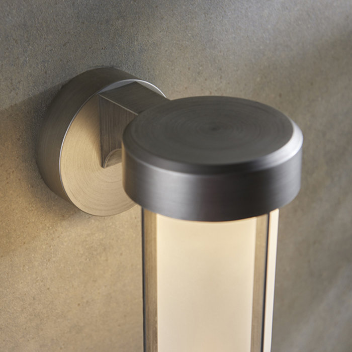 Ayton - Luxury Modern Outdoor LED Wall Light - Brushed Silver & Frosted Glass