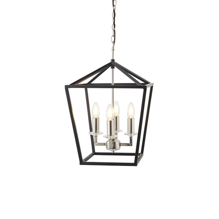 Nicholas - Black and Bright Nickel Lantern Pendant