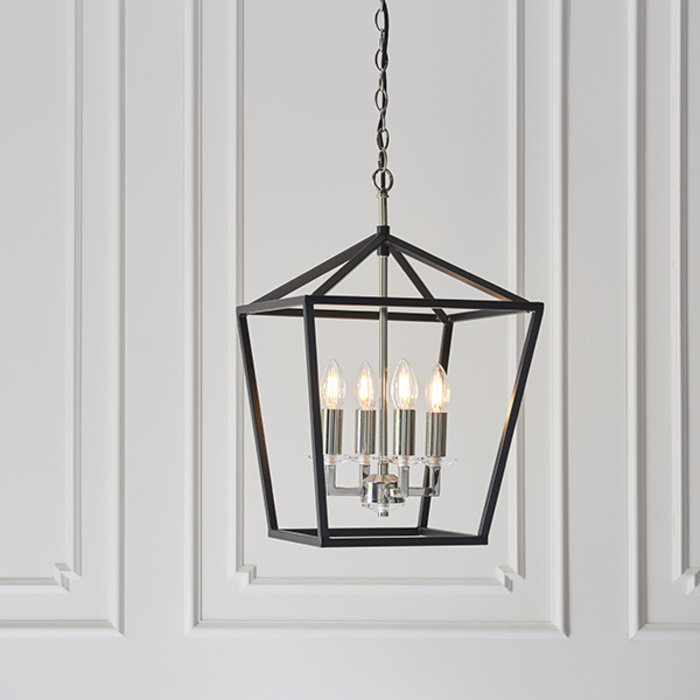 Nicholas - Black and Bright Nickel Lantern Pendant